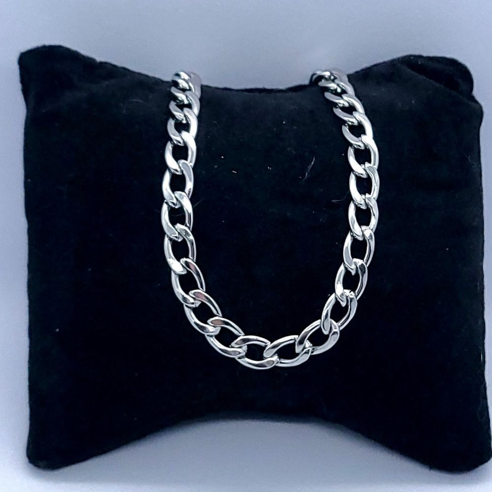 Stainless Steel 6mm Long Link Curb Link Silver Chain Men's Necklace Jewelry